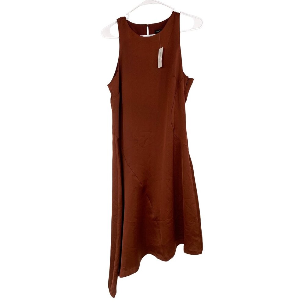 New Banana Rrepubli Asym Tank Dress Size 10 Rust Brown RS10277